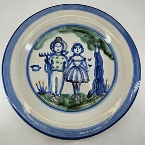 Retired M A Hadley Pottery Farmer n Wife Serving Platter Charger Chop Plate 13"